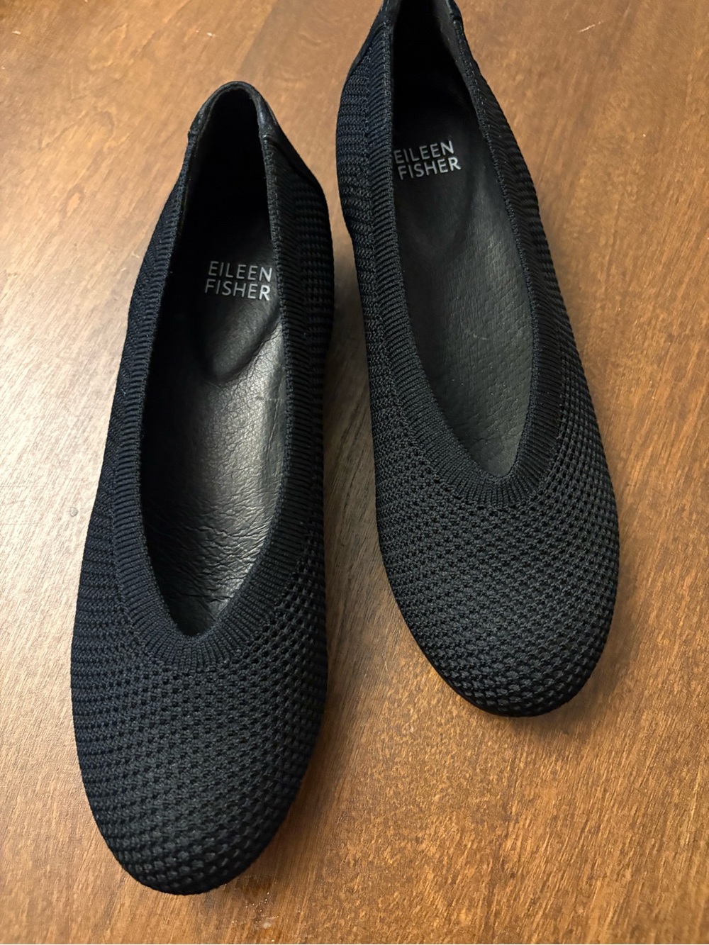 Eileen Fisher Black Knit Slip-On Ballet Flats